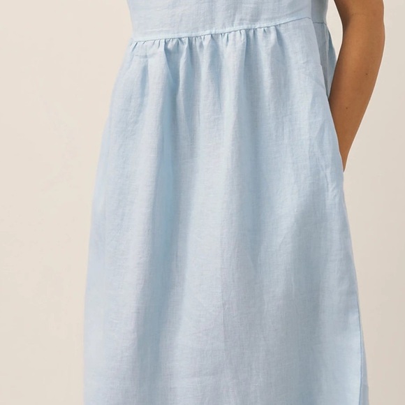 NWT Lintico 100% Linen Blue Striped Maxi Dress - Picture 11 of 13